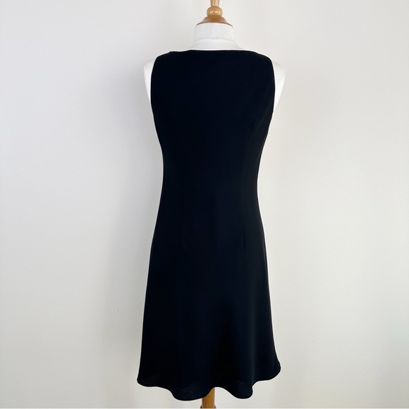 Jones New York Dress Black Beaded Chiffon Sleeveless Swing Midi Dress - Picture 4 of 7